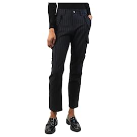 Zadig & Voltaire-Navy blue pinstripe cargo trousers - size UK 6-Blue