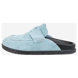 Hermès-Mules en suède bleu Go - taille EU 37 (UK 4)-Bleu