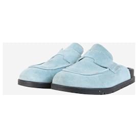 Hermès-Mules en suède bleu Go - taille EU 37 (UK 4)-Bleu