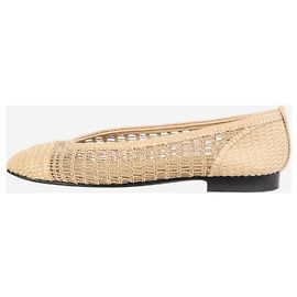 Chanel Bailarinas de rafia marrón CC - talla EU 37 (UK 4) Otro