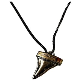 Givenchy-Authentic Givenchy Riccardo Tisci Two Tier Chain Shark Pendant Necklace-Silver hardware