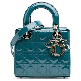 Dior-Dior Blue Small Patent Cannage Lady Dior-Blue,Turquoise