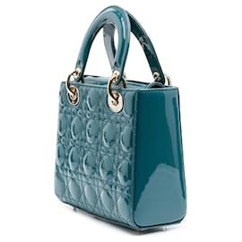 Dior-Dior Blue Small Patent Cannage Lady Dior-Blue,Turquoise
