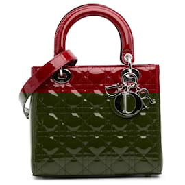 Dior-Dior Red Medium Patent Cannage Lady Dior-Red
