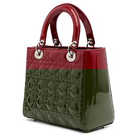 Dior-Dior Red Medium Patent Cannage Lady Dior-Red