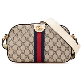 Bolsa de câmera Ophidia em couro texturizado GG Supreme marrom da Gucci Marrom Bege