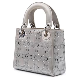 Dior-Dior Gray Mini Satin Cannage Strass Crystal Embellished Lady Dior-Brown