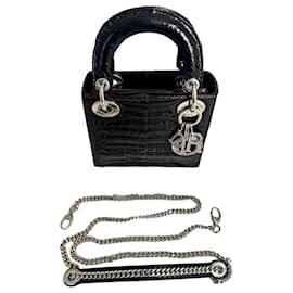 Dior-Lady Dior Mini black alligator leather-Black