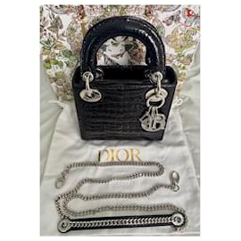 Dior-Lady Dior Mini black alligator leather-Black
