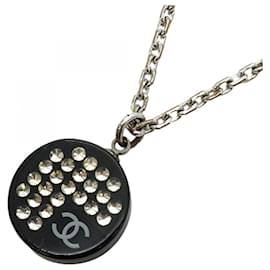 Chanel-Chanel Coco Mark Circle Necklace-Black,Silvery