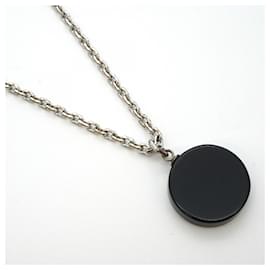 Chanel-Chanel Coco Mark Circle Necklace-Black,Silvery