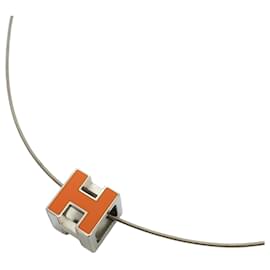 Hermès-Hermes Cage d'Ash Necklace-Silvery,Orange