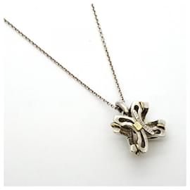 Tiffany & Co-Tiffany Necklace Signature Cross in 18K Yellow Gold and Silver 925-Other