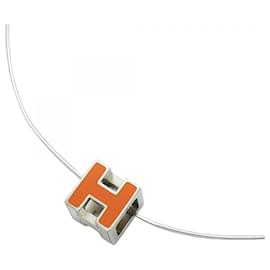 Hermès-Hermes Necklace H Cube Cage d'Ash-Silvery,Orange