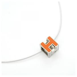 Hermès-Hermes Necklace H Cube Cage d'Ash-Silvery,Orange