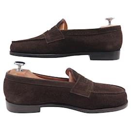 JM Weston-VINTAGE SHOES JM WESTON LOAFERS 180 SUEDE 7C 40.5 END 41 SHOE LOAFERS-Brown