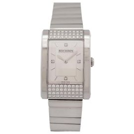 RELÓGIO VINTAGE BOUCHERON REFLET ICARE 34 MM QUARTZ CLÁSSICO AÇO DIAMANTE Prata