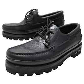 Louis Vuitton-LOUIS VUITTON DERBY LV RANGERS 08 42 BLACK GRAINED LEATHER MONOGRAM SHOES-Black