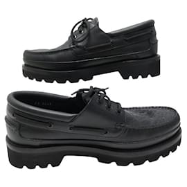 Louis Vuitton-LOUIS VUITTON DERBY LV RANGERS 08 42 BLACK GRAINED LEATHER MONOGRAM SHOES-Black