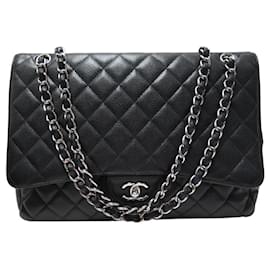 Chanel-SAC A MAIN CHANEL CLASSIQUE TIMELESS MAXI JUMBO A47600 CUIR CAVIAR NOIR-Noir