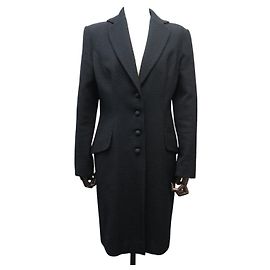 NEW LONG COAT CHRISTIAN DIOR M 40 IN BLACK WOOL Black