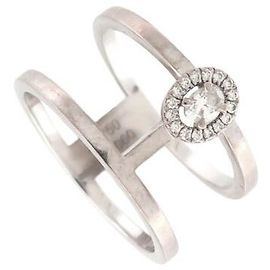 MESSIKA GLAM'AZONE RING 2 ROWS 06173-WG DIAMONDS 0.15CT T54 18K GOLD Silvery