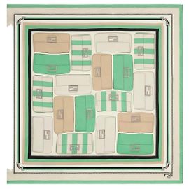 Fendi Silk Scarf 90x90 Multi Color Multiple colors