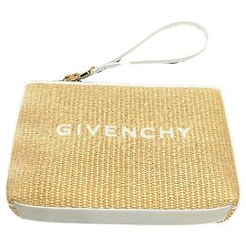 Givenchy New Pouch White Beige Leather Straw White Beige