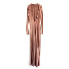 Ghost London-Ghost Rayna High Neck Low Back Maxi Dress Gown-Bronze