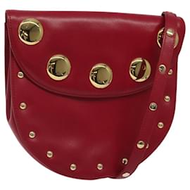Givenchy-GIVENCHY Shoulder Bag Leather Red Gold Auth 120947-Red,Golden