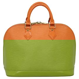 Louis Vuitton-LOUIS VUITTON Epi Alma Hand Bag Orange Mandarin M5214H LV Auth 120600-Orange,Grey