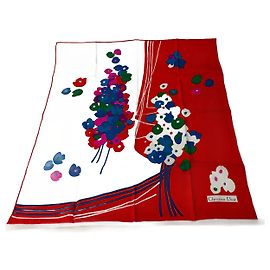 Cachecol de seda vintage Dior vermelho azul branco Vermelho