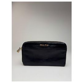 Vintage Miu Miu Patent Leather Wallet studded black zippy defect Black