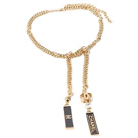 Chanel knot chain necklace gold metal Golden