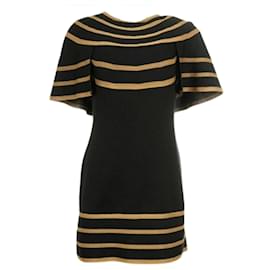 Chanel-Chanel 2019 Black Gold Stripes Dress Sz.40 Pre-owned-Multiple colors