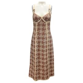 Alexis-Alexis Sienna Emberglow Houndstooth Midi Dress-Brown