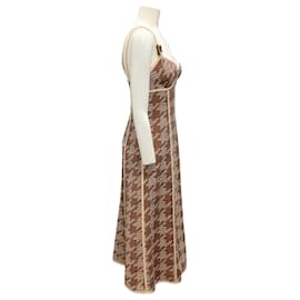 Alexis-Alexis Sienna Emberglow Houndstooth Midi Dress-Brown