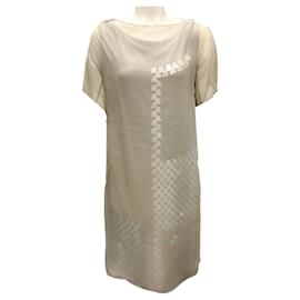 Akris-Akris Grey Craft Paillette Sequin Embellished Silk Chiffon Dress-Grey