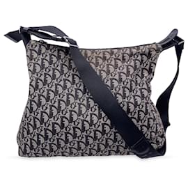 Dior-Christian Black Monogram Oblique Canvas Messenger Bag-Black