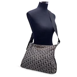 Dior-Christian Black Monogram Oblique Canvas Messenger Bag-Black