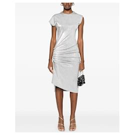 Paco Rabanne-Paco Rabanne gathered dress with metallic effect-Silvery