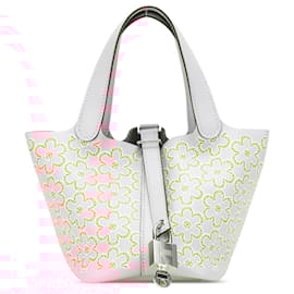 Hermès-Hermès Pink Micro Swift Lucky Daisy Picotin Lock 14-Pink