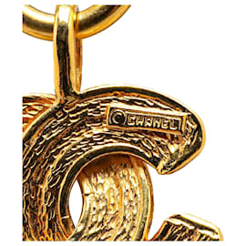 Chanel-Chanel Gold Gold Plated CC Quilted Pendant Necklace-Golden