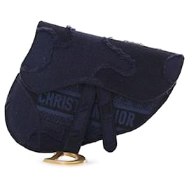 Dior-Dior Blue Canvas Embroidered Camouflage Saddle Belt Bag-Blue,Dark blue