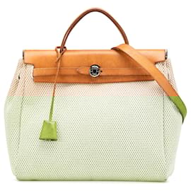 Hermès-Hermès Brown Toile Herbag PM-Brown,Other