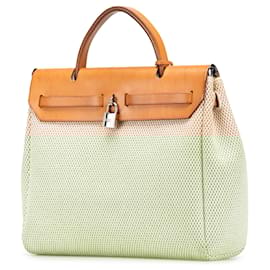 Hermès-Hermès Brown Toile Herbag PM-Brown,Other