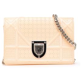 Dior-Dior Brown Baby Patent Microcannage Diorama Flap-Brown,Beige