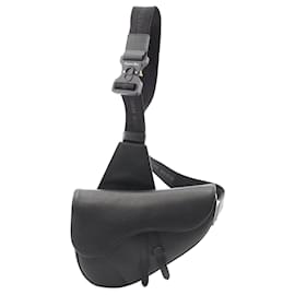 Dior-Dior Black Kim Jones Grained Calfskin Saddle Bag-Black