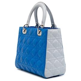 Dior-Dior Blue Medium Bicolor Lambskin Cannage Lady Dior-Blue,Light blue