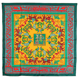 Hermès-Hermès Green Early America Silk Scarf-Other